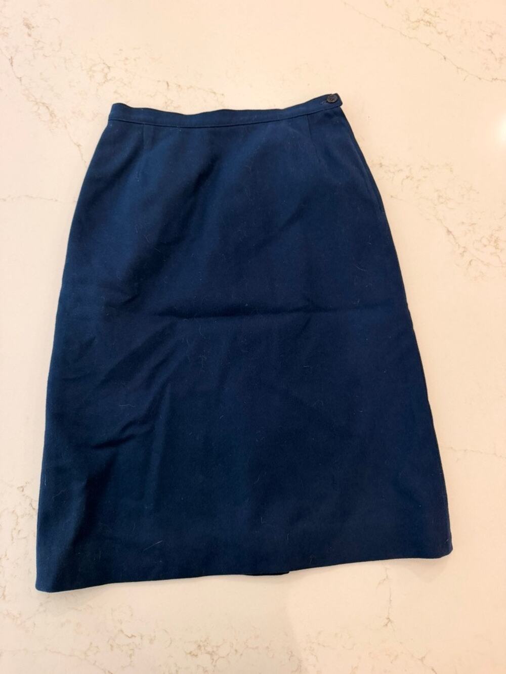 Vintage Pendleton Petite Navy Blue 100% Virgin Wool Midi Skirt Made in USA